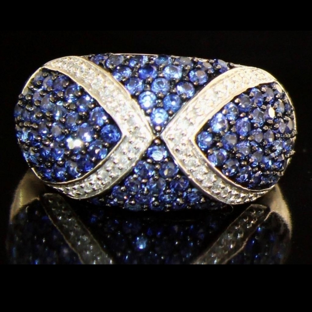 Brilliant 2.14 ct Pave' Sapphire & Diamond Ring